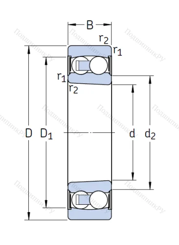 Двухрядный шариковый подшипник 2211 E-2RS 1KTN 9 от производителя  SKF