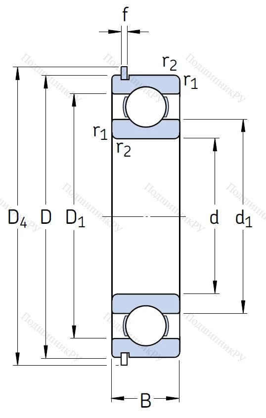 Однорядный шариковый подшипник 6307 NR