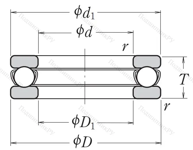 Упорный шариковый подшипник 51416