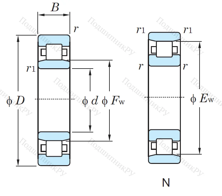 Роликовый цилиндрический подшипник N 213