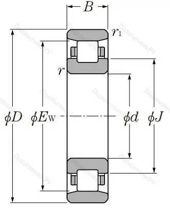 Роликовый цилиндрический подшипник N 322