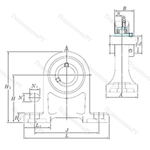 Подшипниковый узел шариковый радиальный UCPH 207-21