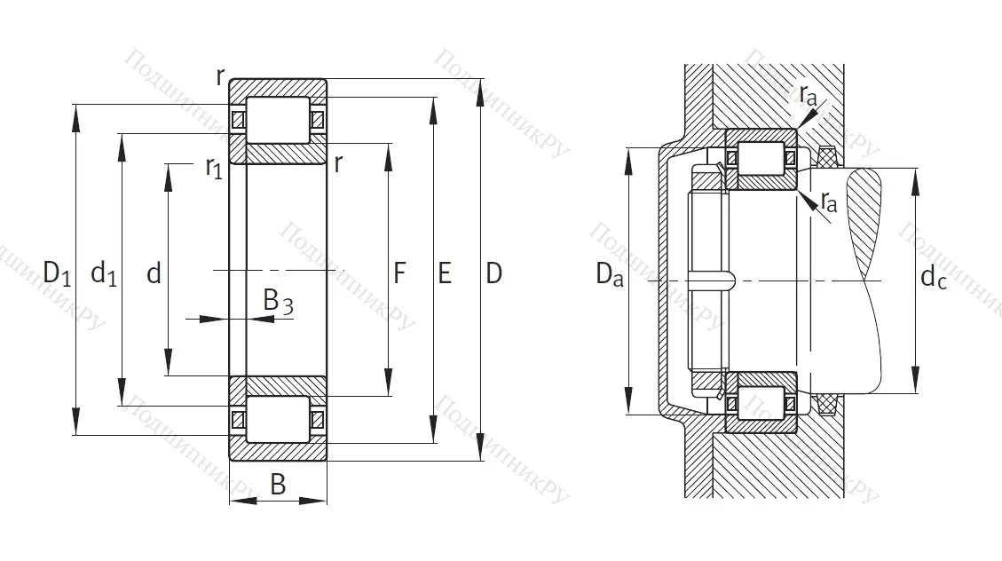 Роликовый цилиндрический подшипник NUP 2207 ETVP 2