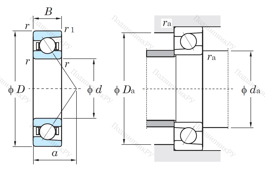 Однорядный шариковый подшипник 7207 BG