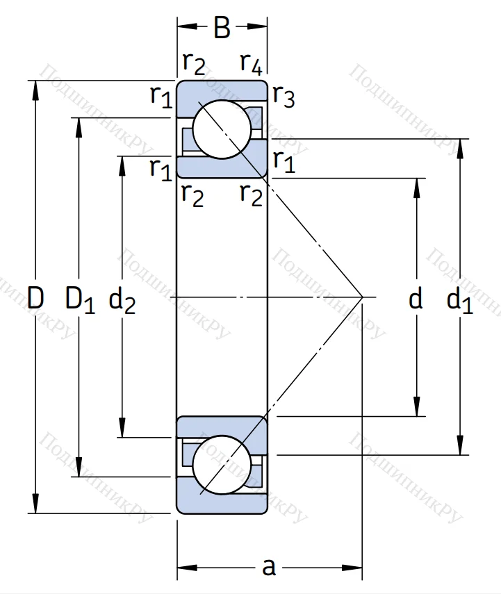 Однорядный шариковый подшипник 7212 BECBP