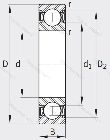 Однорядный шариковый подшипник 6009 2RSR NR C 3