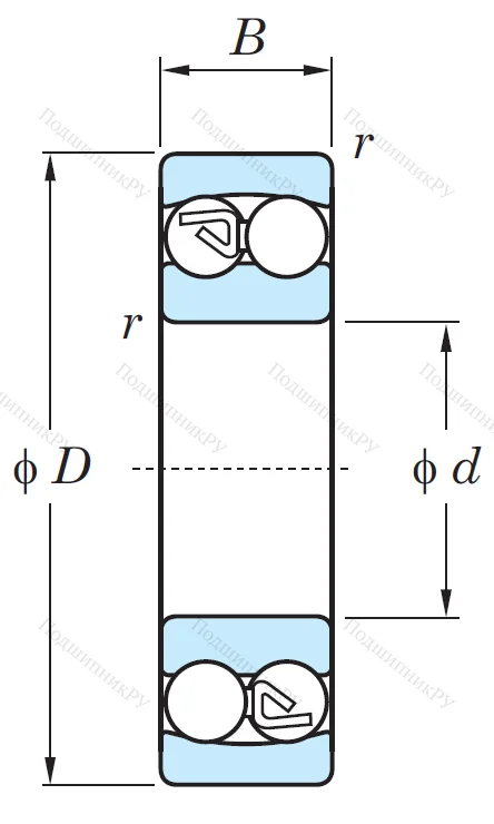 Двухрядный шариковый подшипник 1208