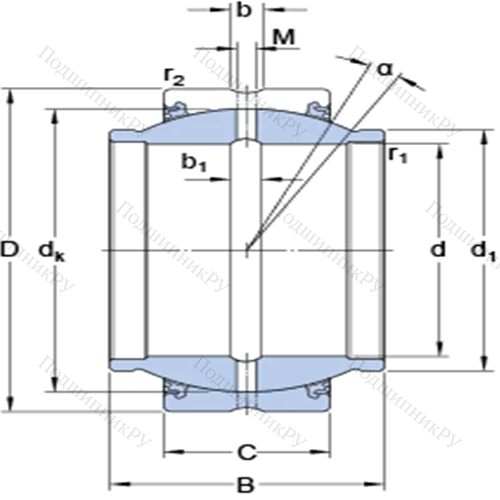 Радиальные сферические подшипники скольжения с контактными поверхностями сталь/сталь, требующие техобслуживания GEZM 400 ES-2LS