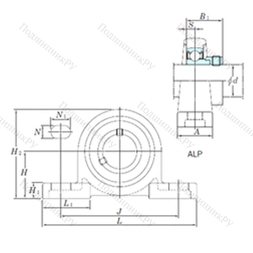 Подшипниковый узел шариковый радиальный ALP 201-8