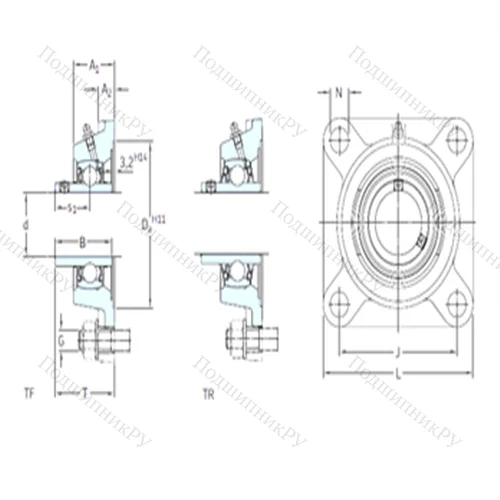 Подшипниковый узел шариковый радиальный FY 1.1/4 WF