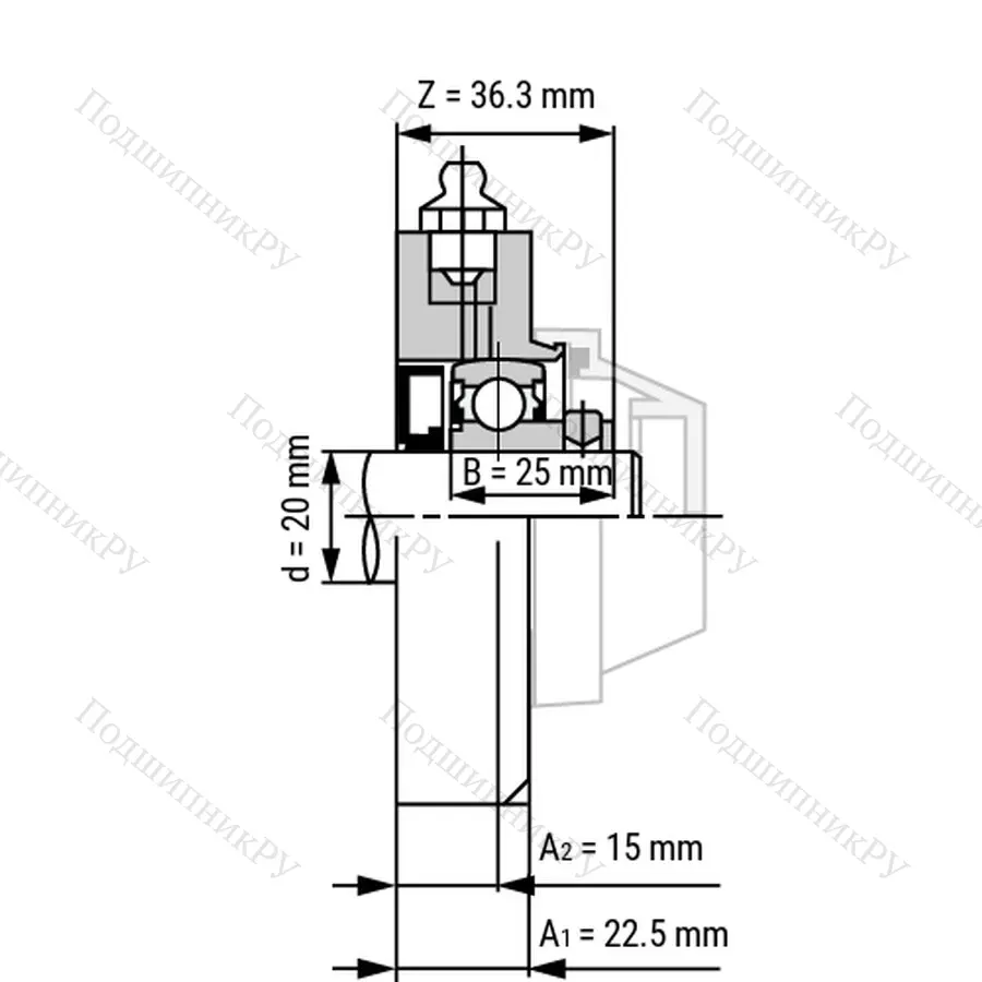 Подшипниковый узел WP-SSBF 204 - Вал: 20 мм