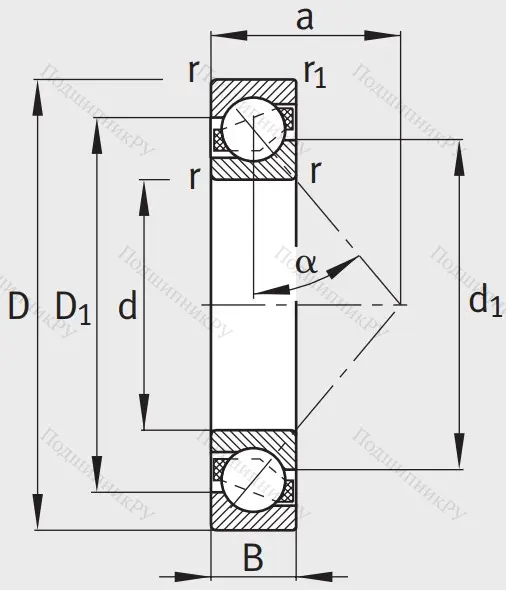 Однорядный шариковый подшипник 7306 B XL TVP