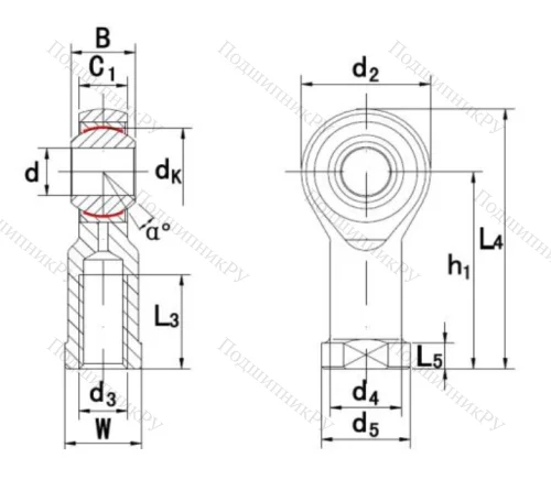 Шарнирная головка с внутренней левой резьбой GIKL 8 PW A в Белгороде