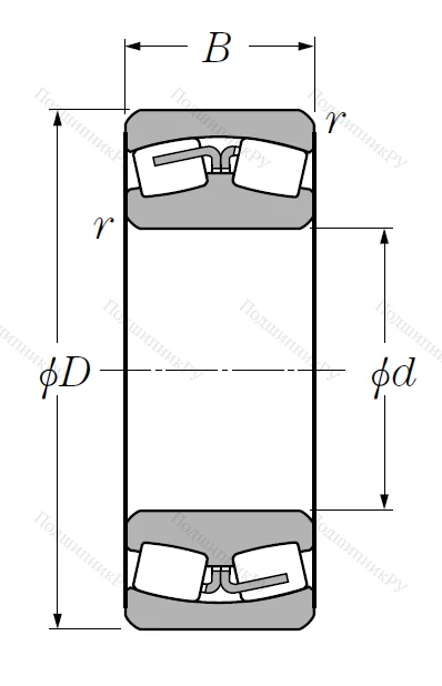 Сферический роликовый подшипник 22314 B (EA) D 1 C 3