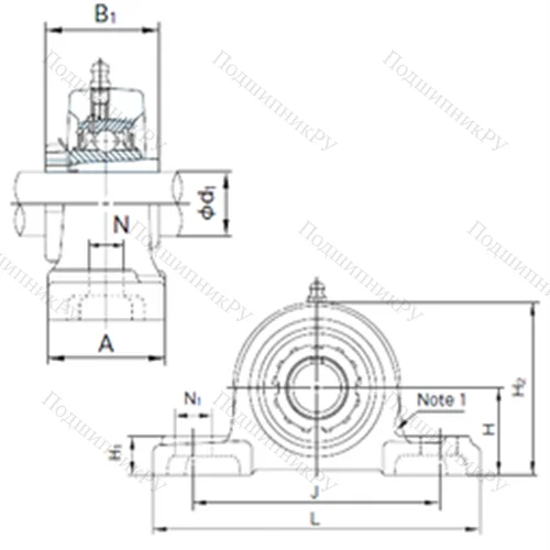 Подшипниковый узел шариковый радиальный UKP 315+H 2315