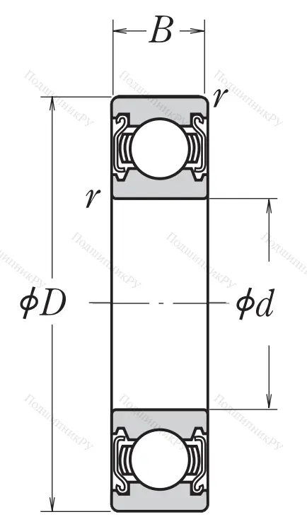 Однорядный шариковый подшипник 6206 ZZ C 3 E EEMS 5
