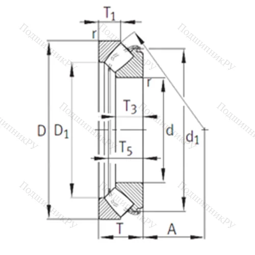 Подшипник роликовый упорно-радиальный 29317-E 1