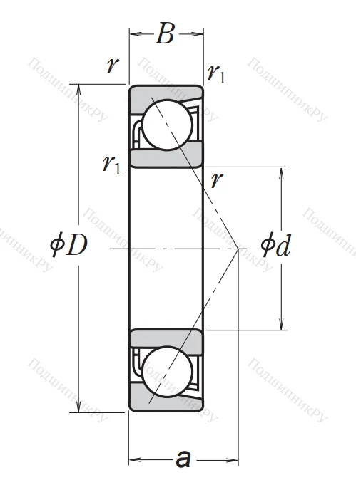 Однорядный шариковый подшипник 7219 BW