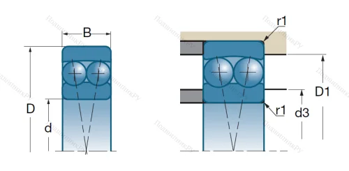 Двухрядный шариковый подшипник 2207 от производителя  SNR