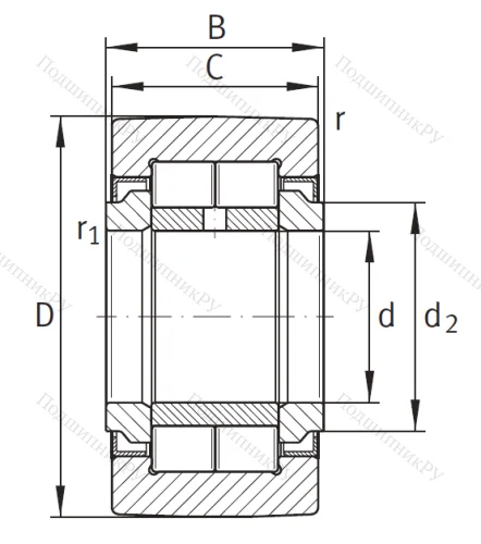 Игольчатый подшипник NUTR 50110 от производителя  INA
