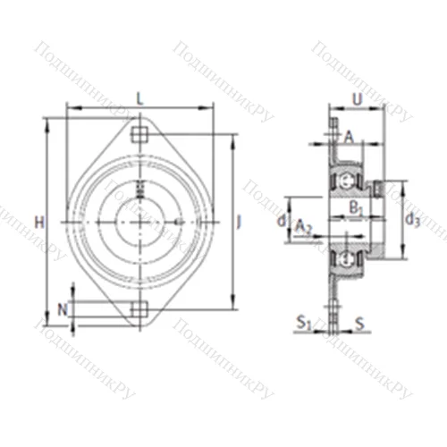 Подшипниковый узел шариковый радиальный PCSLT 20