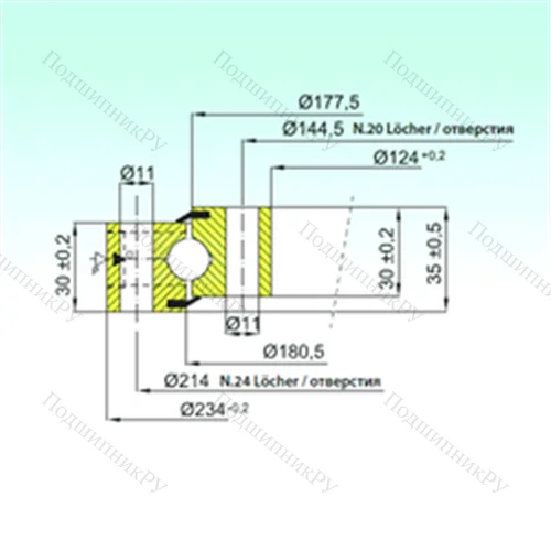 Подшипник шариковый опорно-поворотный NB 1.14.0179.201-1PPN