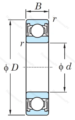 Однорядный шариковый подшипник 6000 2RS CM от производителя  KOYO