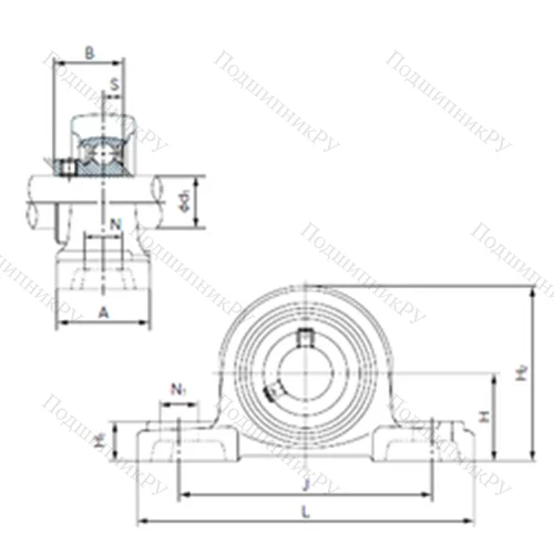 Подшипниковый узел шариковый радиальный BP 205