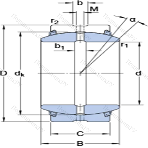 Радиальные сферические подшипники скольжения с контактными поверхностями сталь/сталь, требующие техобслуживания GE 90 ESX-2LS
