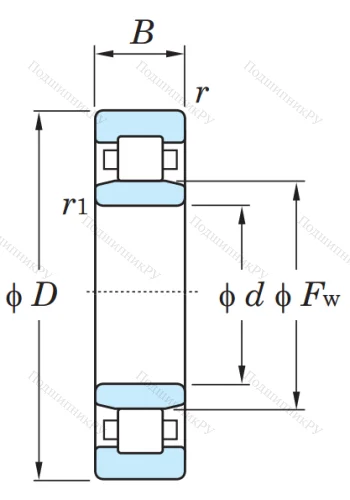 Роликовый цилиндрический подшипник NU 312 от производителя  KOYO