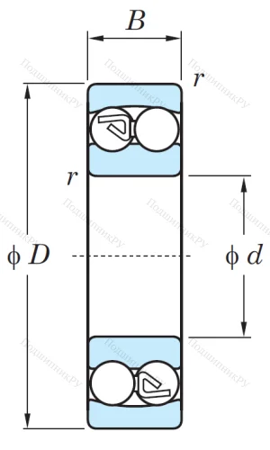 Двухрядный шариковый подшипник 1305 от производителя  KOYO