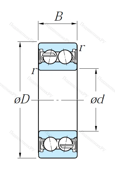 Двухрядный шариковый подшипник 5308 2RS