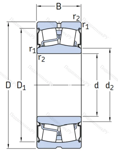 Сферический роликовый подшипник BS 2-2209-2RS/VT 143 (BS 2-2209-2RS/VT 143) от производителя  SKF