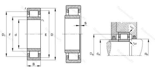Роликовый цилиндрический подшипник NU 309 E XL TVP 2 от производителя  FAG