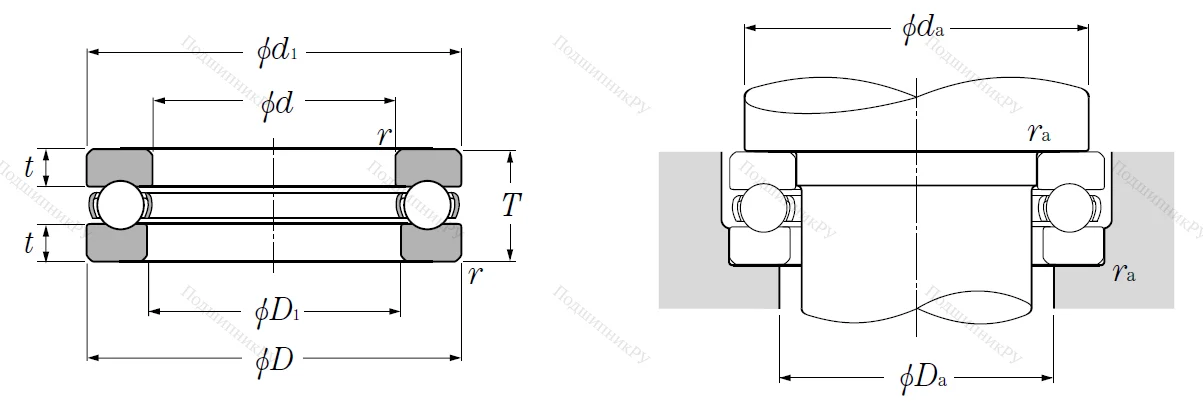Упорный шариковый подшипник 51103