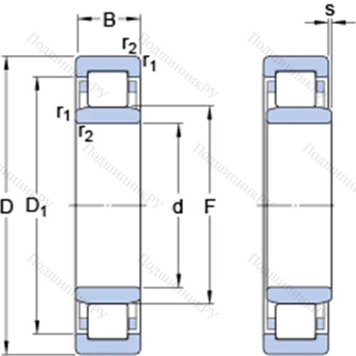 Однорядные цилиндрические роликоподшипники NU 30/600 ECMA/HA 1