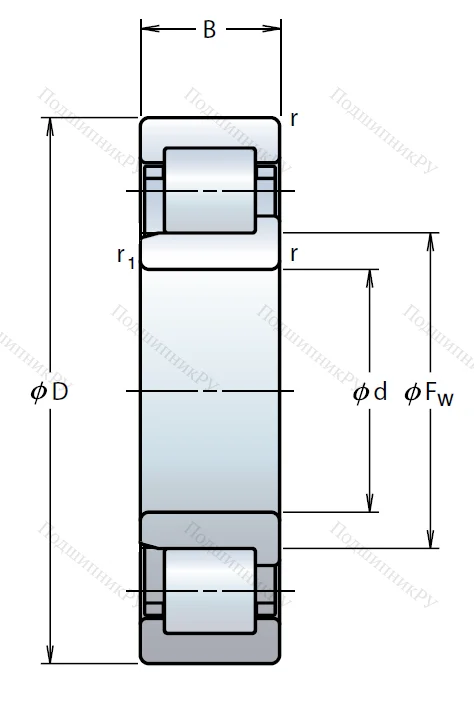Роликовый цилиндрический подшипник NJ 2309 W
