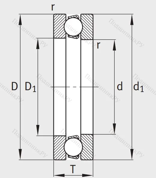 Упорный шариковый подшипник 51308