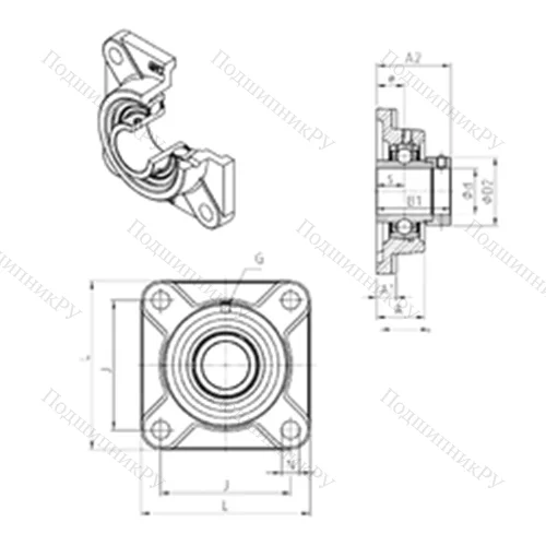 Подшипниковый узел шариковый радиальный EXF 318