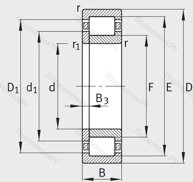 Роликовый цилиндрический подшипник NUP 2206 E XL TVP 2