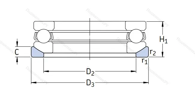 Упорный шариковый подкладное кольцо U 306
