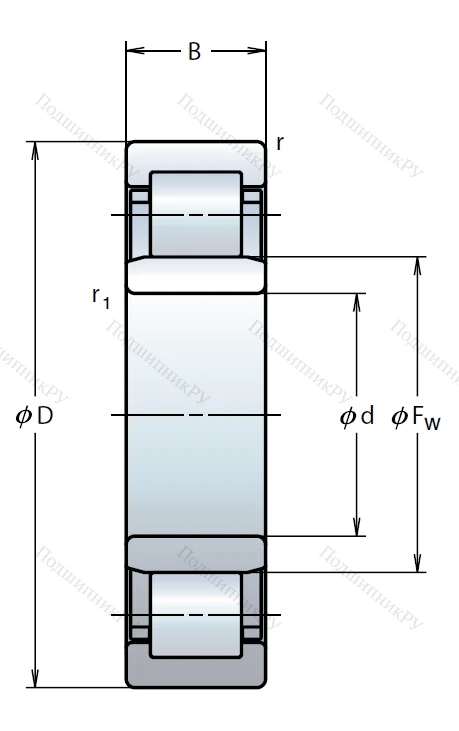 Роликовый цилиндрический подшипник NU 315 ET C 3