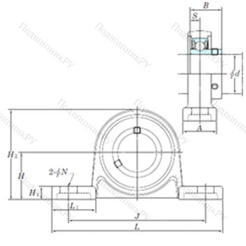 Подшипниковый узел шариковый радиальный USP 004S 6 от производителя  KOYO