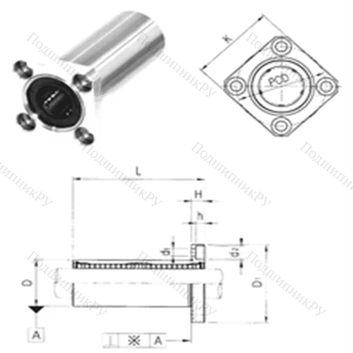 Подшипник шариковый линейный LMEK 30LUU