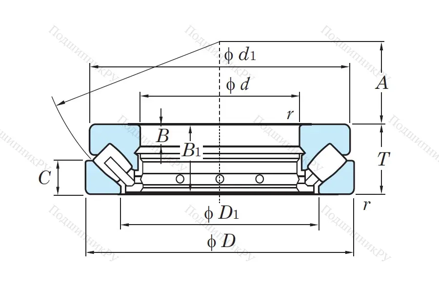 Упорный роликовый подшипник 29415 R FY
