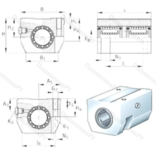 Подшипниковый узел шариковый линейный KTHK 16-B-PP-AS