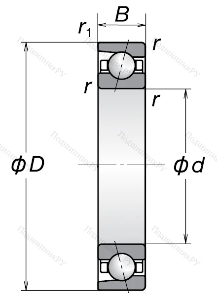 Однорядный шариковый подшипник 7205 BW