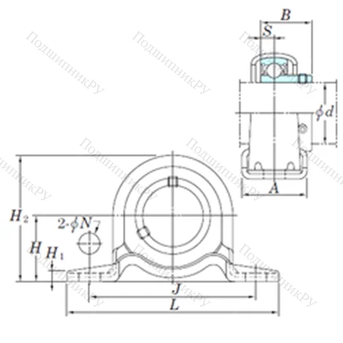 Подшипниковый узел шариковый радиальный SBPP 206-19