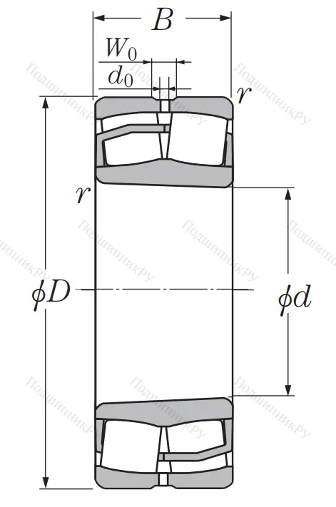 Сферический роликовый подшипник с конической посадкой на вал 22220 EAKW 33