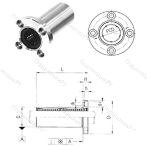 Подшипник шариковый линейный LMF 6L